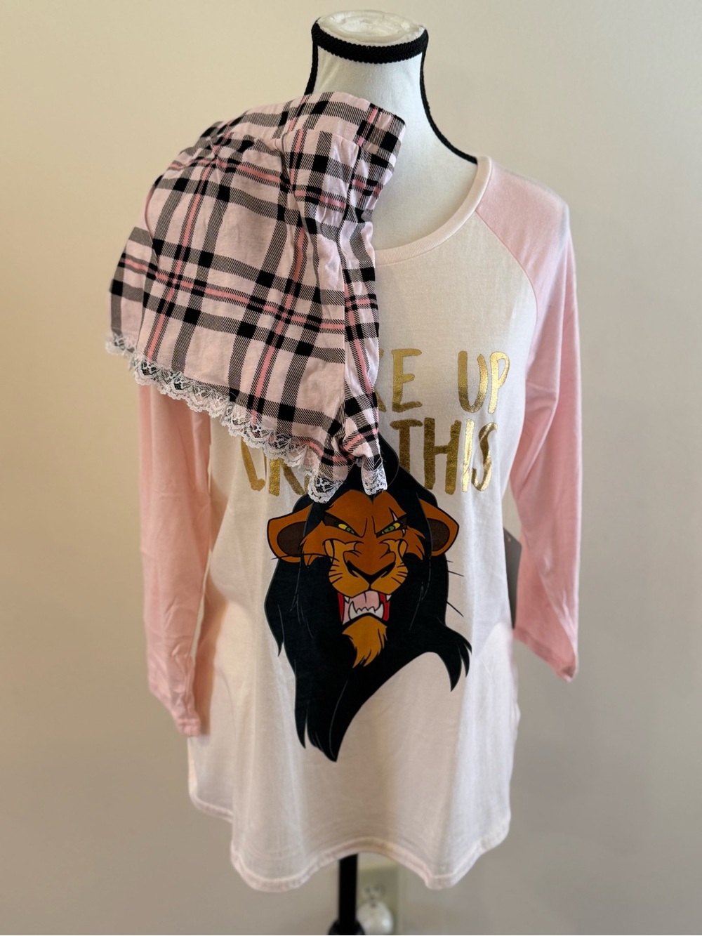 Disney Lion King Scar Pink & Black Pajama set size Large